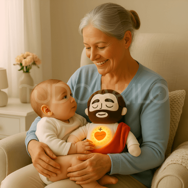 Pelúcia Menino Jesus que Respira e Acalma a Alma